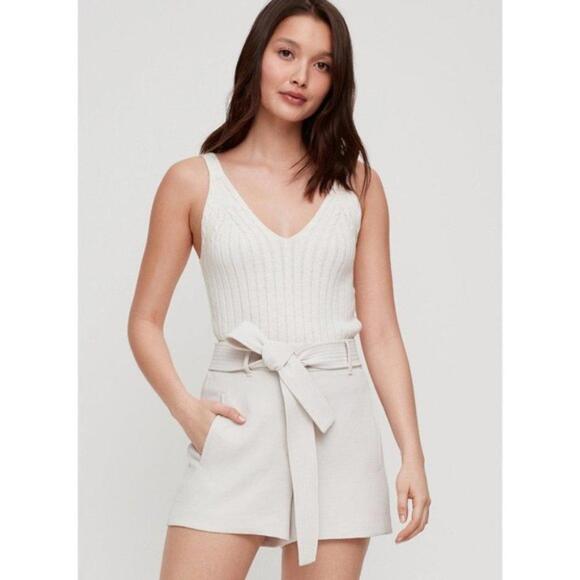 Aritzia Cream Ribbed Knit Tank Top - Picture 1 of 9